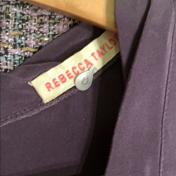 Rebecca Taylor tweed silk combo purple dress SZ 0 - Picture 4 of 7